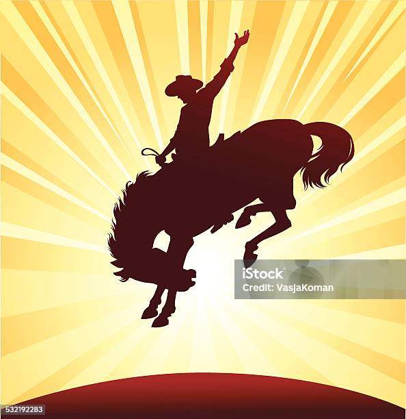 Rodeo Rider Silhouette Stock Illustration - Download Image Now - Rodeo, Cowboy, Bucking Bronco