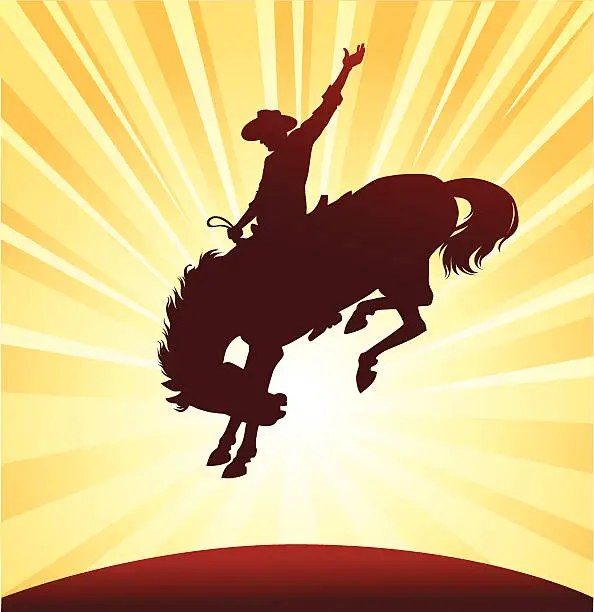 Vector illustration of Rodeo Rider Silhouette