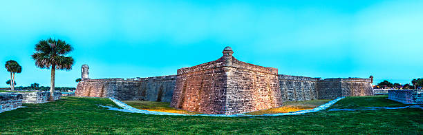 Cannon along the wall of a fort.
