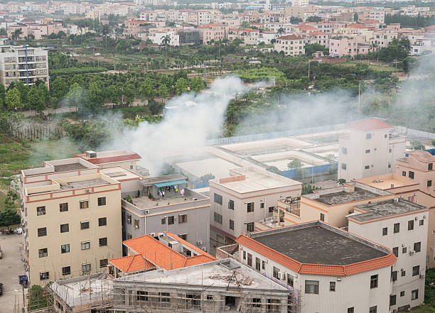 istock house catches a fire with lots of smoke 532194320
