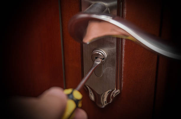istock trying to open a door lock by screw driver 532194380
