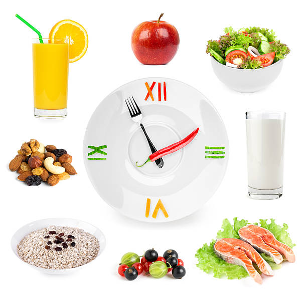 istock Clock with healthy diet healthy food 532202637