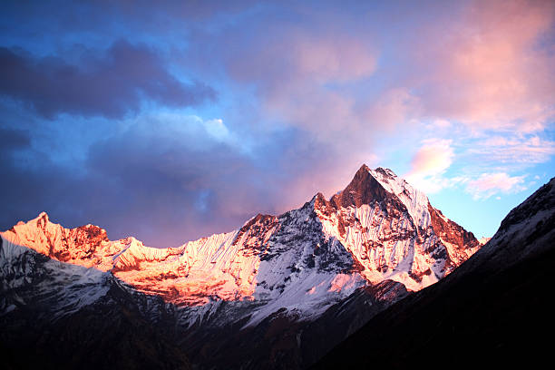 istock Mount Machapuchare (Fishtail) at sunset, view from Annapurna bas 532203357