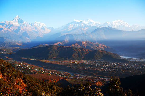 istock Himalayan mountains from Sarangkot hill, Pokhara, Nepal 532203627