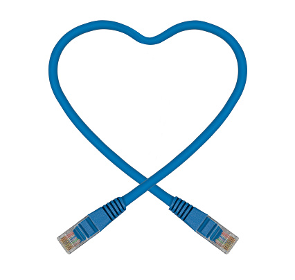 Blue Heart Shaped Ethernet Network Cable - IT Valentine's Day