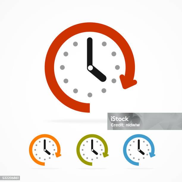 Vector Color Clock Icon Stock Illustration - Download Image Now - Clock, Checking the Time, Icon Symbol