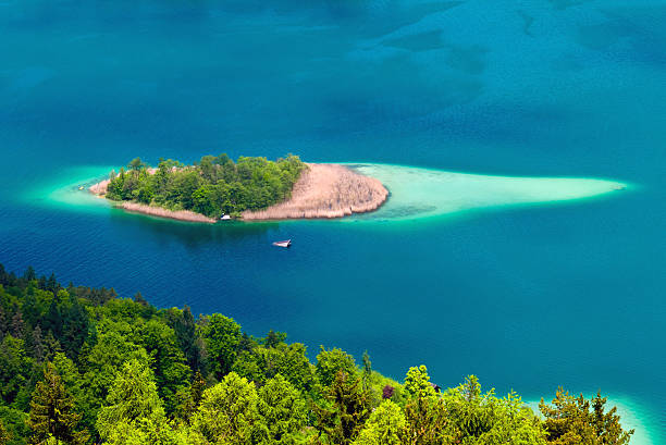 Island in Woethersee/ Woerth Lake in Austria, Europe