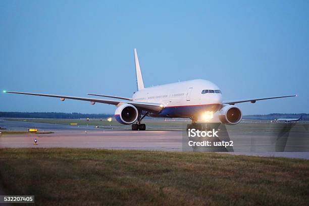 Passenger Planes At The Airport In The Evening Stock Photo - Download Image Now - 2015, Air Vehicle, Airplane