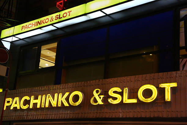 Pachinko & slots neon signs in Tokyo, Japan stock photo