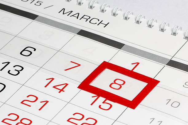 istock Calendar page with marked date 8 of March 532220601