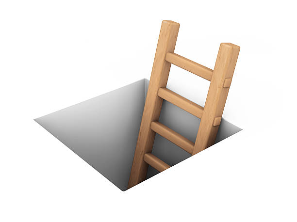 istock Wooden ladder in square hole 532220881