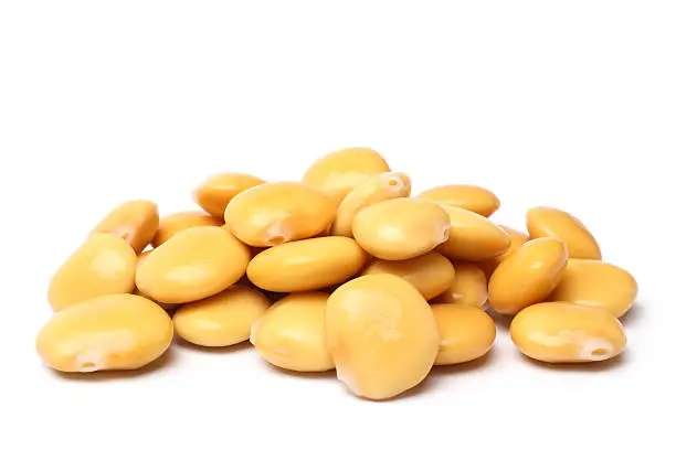Lupini beans on white background