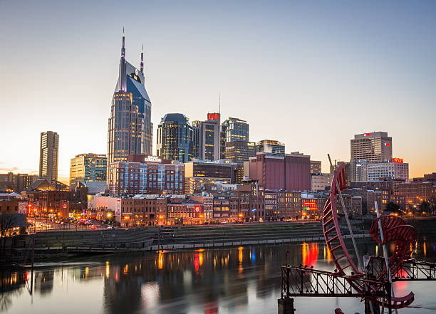 Nashville Skyline at Sunset stock photo