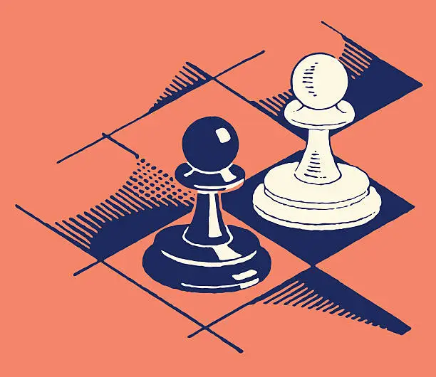Vector illustration of Pawns on Chess Board