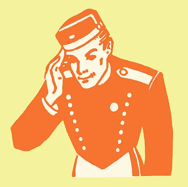Vector illustration of Bellhop with a Headache