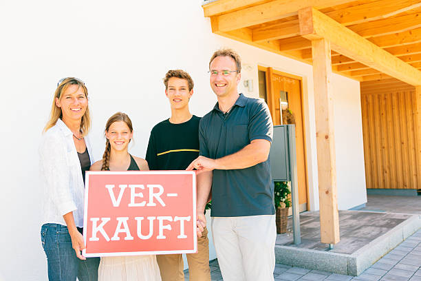 german family selling their house stock photo