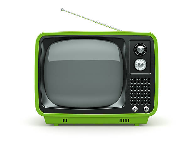 istock Green retro TV on white background 532239215