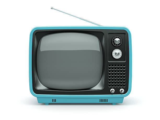 istock Blue retro TV on white background 532239217