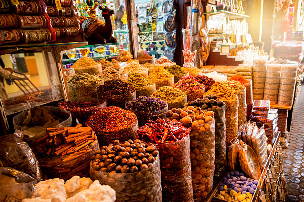 Spices in the spice souk in Dubai Spices in the spice souk in Dubai  cayenne powder photos stock pictures, royalty-free photos & images