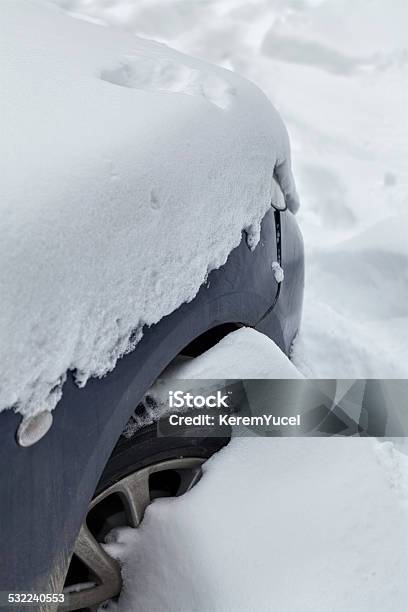 Car Under Snow After Snowfall Stock Photo - Download Image Now - 2015, Blizzard, Car