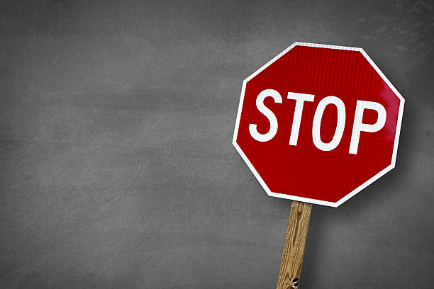 Stop chalk board stop sign with black board backround stop single word stock pictures, royalty-free photos & images