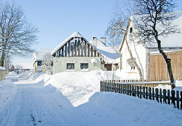istock Village road in winter 532243557
