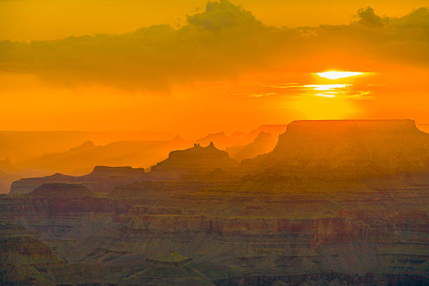 Sunset at Grand Canyon seen from Desert view point beautiful sunset at desert view point in the Great Canyon yaki point stock pictures, royalty-free photos & images