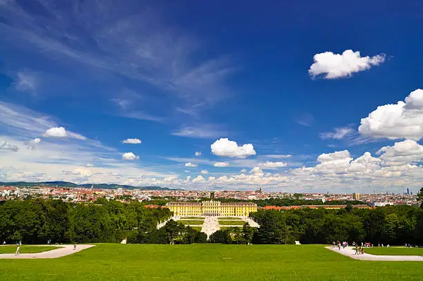 Schonbrunn palace in Vienna on beautiful summer day