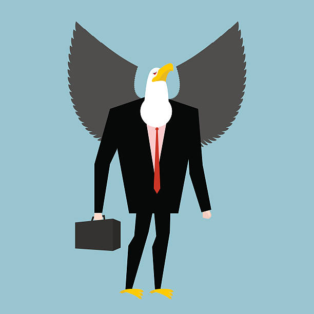 istock Eagle businessman. business bird in suit. Winged black manager i 532249386