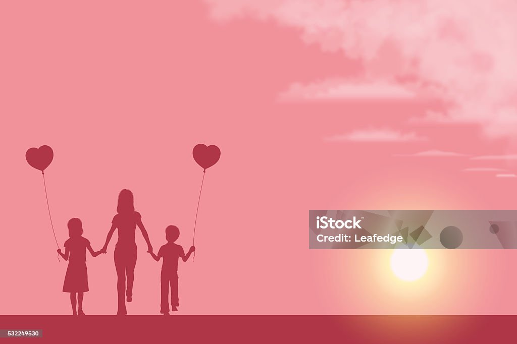 Mother's Day background[Mother and children silhouette] This illustration is a background of the text for "Mother's Day". Mother's Day stock illustration