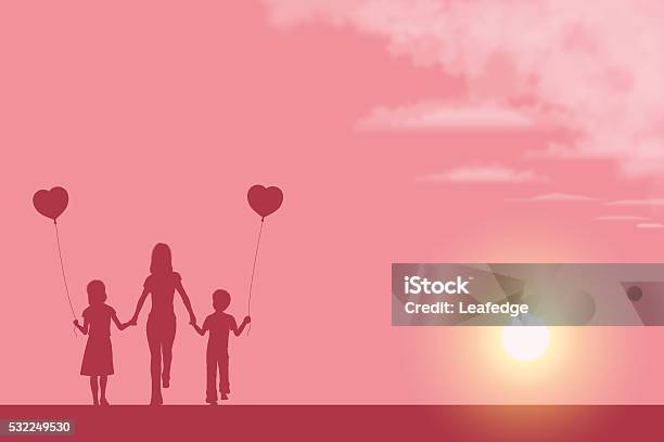 Mothers Day Backgroundmother And Children Silhouette Stock Illustration - Download Image Now