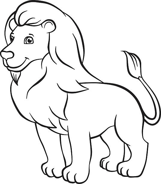 ilustrações, clipart, desenhos animados e ícones de leão é bonito e sorri. - illustration and painting image computer graphic lion