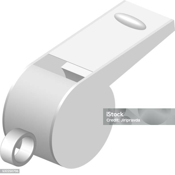 Whistle In Silver Design Stock Illustration - Download Image Now - Arbitrator, Authority, Blowing