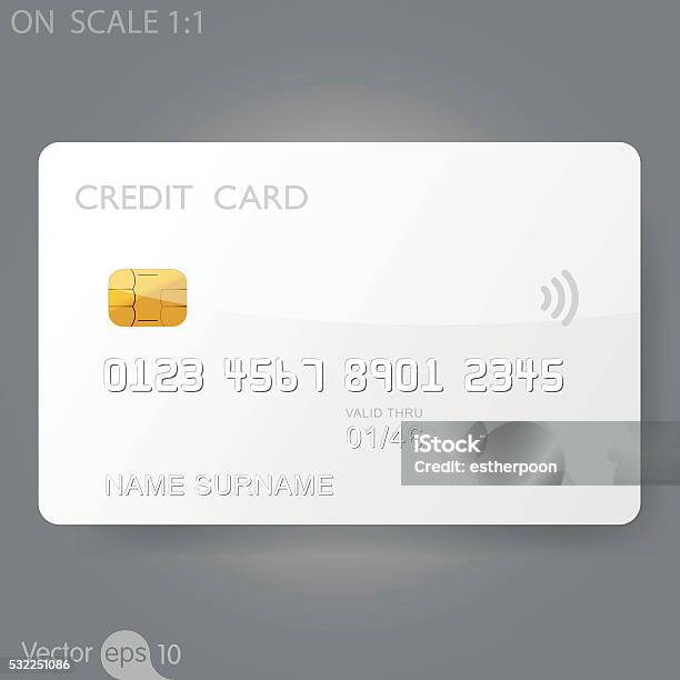 White Credit Card Template Stock Illustration - Download Image Now - Credit Card, Playing Card, Template