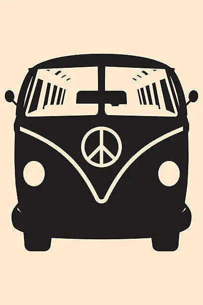Vector illustration of Minivan Hippie
