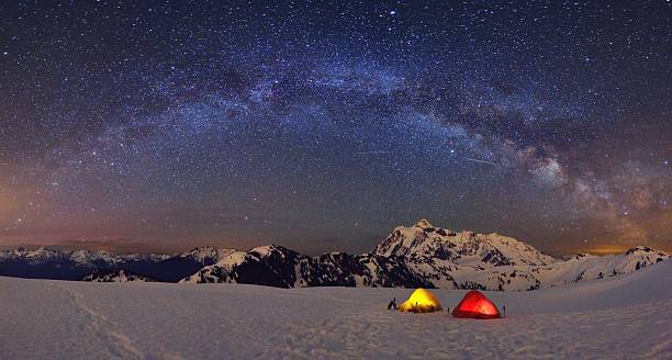 istock Mt Shuksan under Milky Way, camping at Huntoon Point 532257836