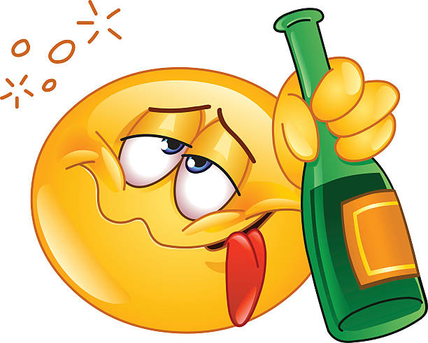 ilustraciones, imágenes clip art, dibujos animados e iconos de stock de borracho emoticono - drunk