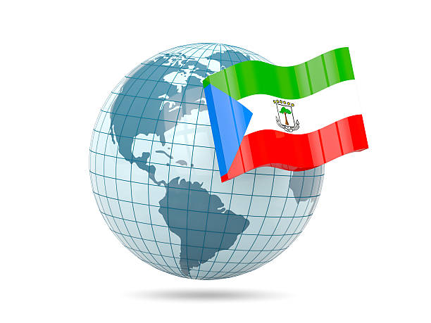 Globe with flag of equatorial guinea. 3D illustration