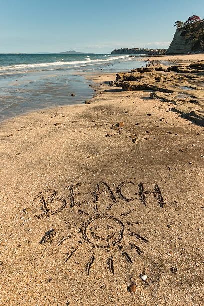 istock beach with smiley written in sand 532260173