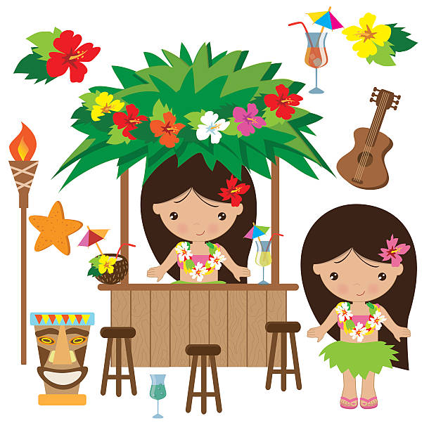 Hawaii vector illustration Hawaii vector illustration grass skirt stock illustrations