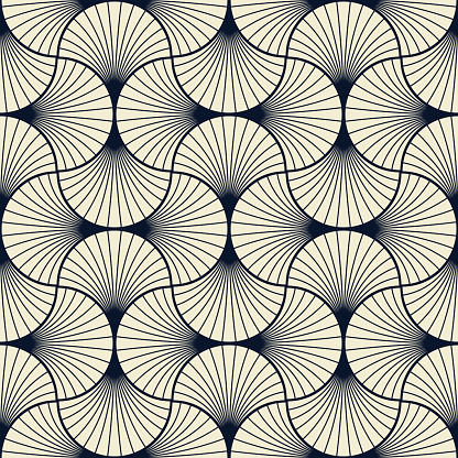 seamless vintage pattern of overlapping arcs in art deco style.