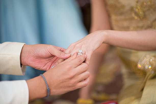 istock Close up,The groom wearing wedding ring for his bride 532260577