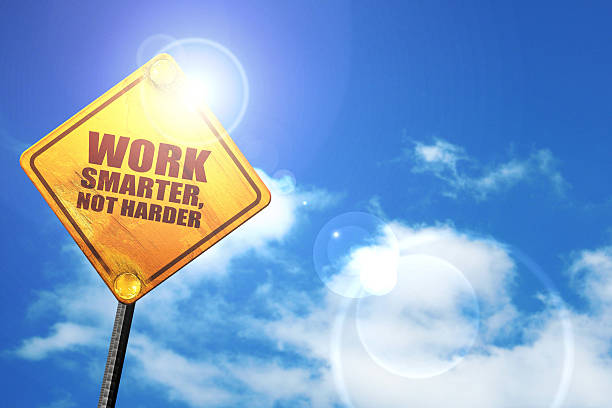 istock work smarter not harder, 3D rendering, a yellow road sign 532261794