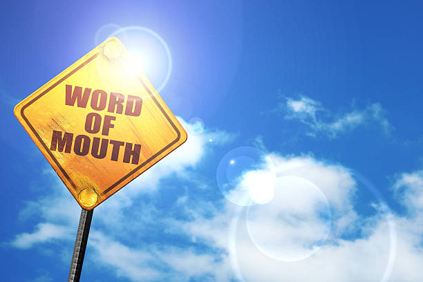word of mouth, 3D rendering, a yellow road sign stock photo