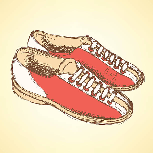 istock Sketch bowling shoes in vintage style 532261923