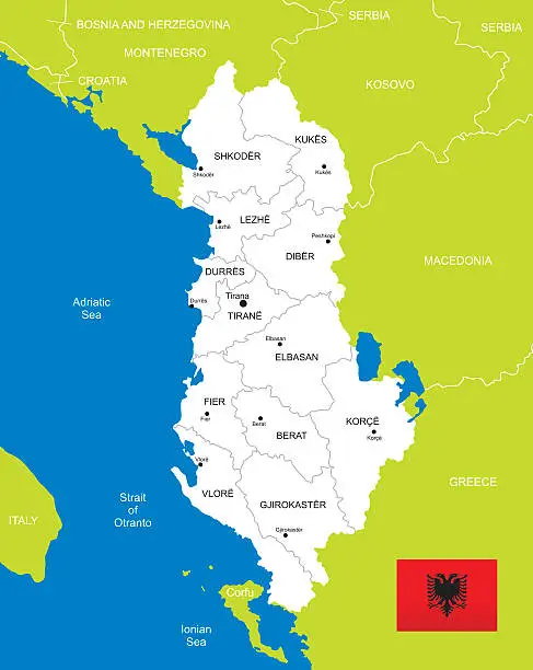 Vector illustration of Map of Albania