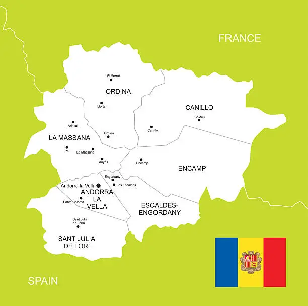 Vector illustration of Map of Andorra
