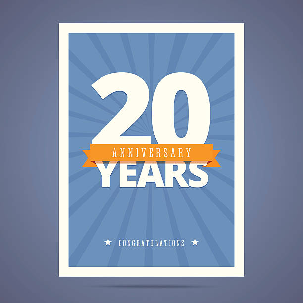 illustrazioni stock, clip art, cartoni animati e icone di tendenza di 20 anni anniversario carta, poster modello. - 20 24 anni
