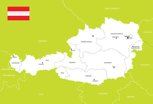 Vector illustration of Map of Austria