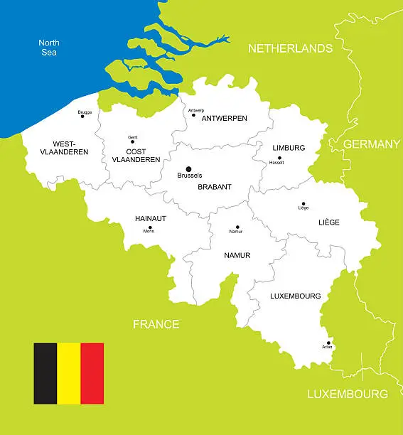 Vector illustration of Map of Belgium